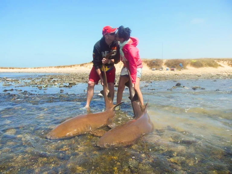 Simone Mary a pesca di squali nutrice Isola di Mayo Capo Verde